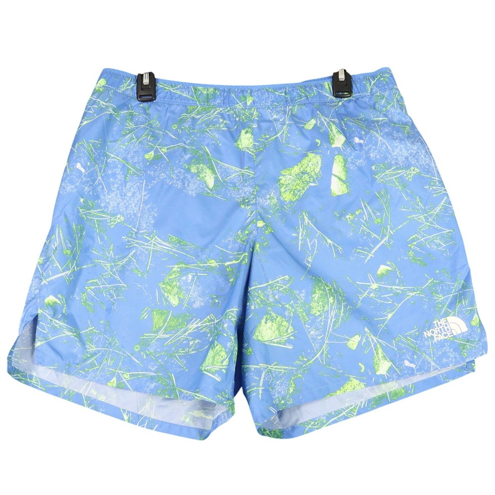 The North Face Running Shorts Womens L‎ blue Elastic Waist Zip Pocket Athletic